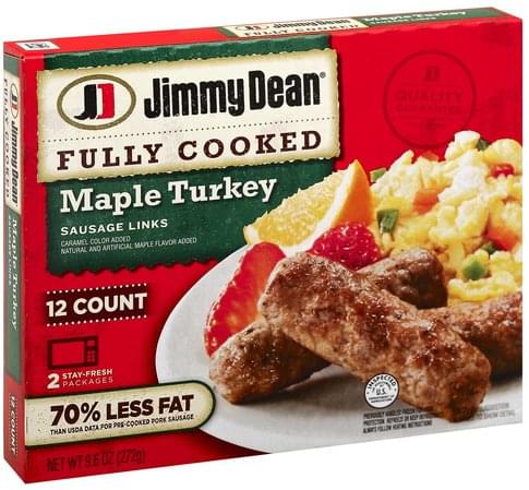 Jimmy Dean Maple Turkey Sausage Links - 12 Ea, Nutrition Information 