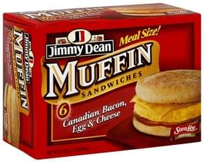 Jimmy Dean Canadian Bacon Egg Cheese Muffin Sandwiches Ea