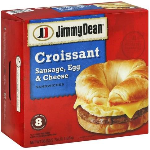 Jimmy Dean Croissant, Sausage, Egg & Cheese, Family Pack Sandwiches - 8 ...