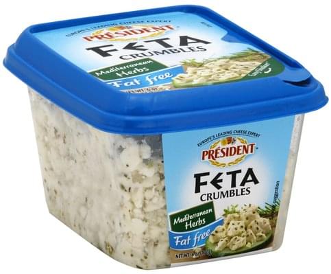 President Crumbles, Feta, Mediterranean Herbs, Fat Free Cheese - 6 oz ...