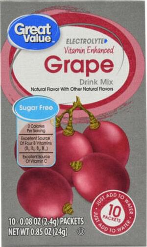 Great Value Vitamin Enhanced Grape Drink Mix - 2 oz, Nutrition ...