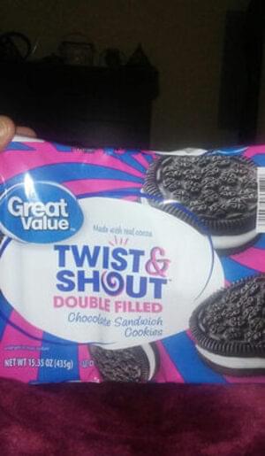 Great Value Twist And Shout Double Filled Chocolate Sandwich Cookies 1535 Oz Nutrition 2144