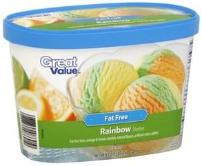 Great Value Fat Free, Rainbow Sherbet - 48 oz, Nutrition Information ...