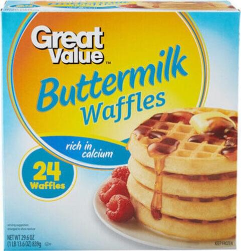 Great Value Buttermilk 24 Ct Waffles - 29.6 Oz, Nutrition Information ...