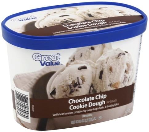 Great Value Chocolate Chip Cookie Dough Ice Cream - 48 oz, Nutrition ...