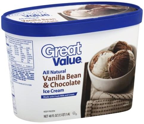 Great Value Vanilla Bean Flavored Ice Cream, 48 fl oz 