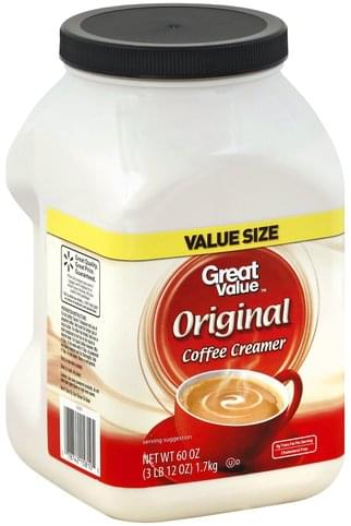 Great Value Original Value Size Coffee Creamer 60 Oz Nutrition Information Innit