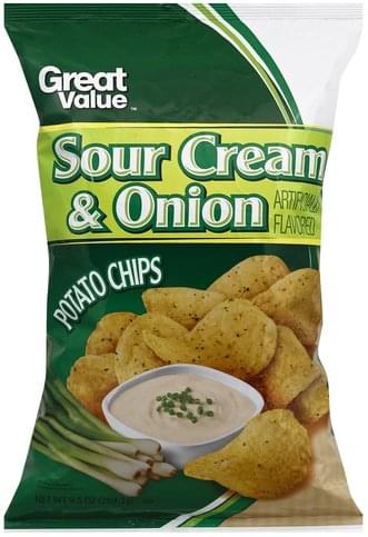 Great Value Sour Cream & Onion Potato Chips - 9.5 oz, Nutrition ...