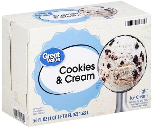 Great Value Light, Cookies & Cream Ice Cream - 56 oz, Nutrition ...