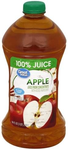 Great Value Apple 100% Juice - 96 oz, Nutrition Information | Innit