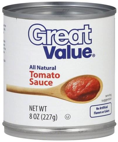 Great Value Tomato Sauce - 8 Oz, Nutrition Information 