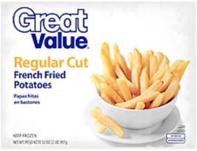 Great Value Regular Cut French Fried Potatoes, 32 oz Bag (Frozen)