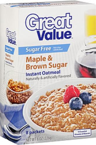 Great Value Sugar Free Maple & Brown Sugar Instant Oatmeal - 8