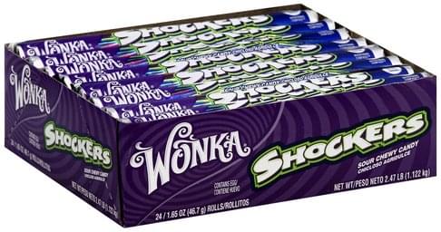 Wonka Shockers Sour Chewy Candy Rolls - 1.65 Oz, 24 Rolls 