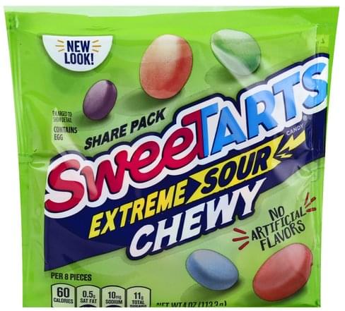 Sweetarts Extreme Sour, Chewy, Share Pack Candy - 4 Oz, Nutrition 