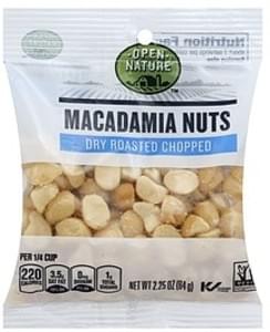 Open Nature Dry Roasted, Chopped Macadamia Nuts - 2.25 oz, Nutrition ...