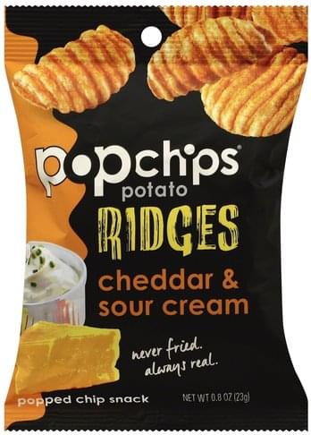 Popchips Potato Ridges, Cheddar & Sour Cream Popped Chip Snack - 0.8 oz ...