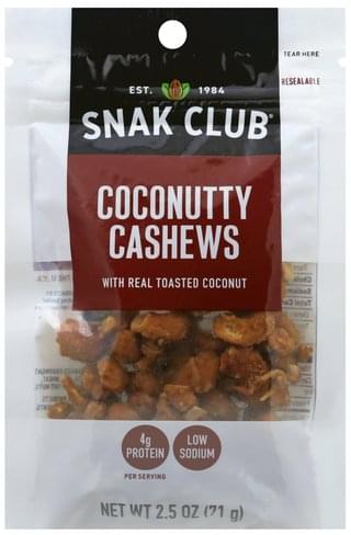 Snak Club Coconutty Cashews - 2.5 oz, Nutrition Information | Innit