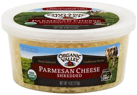 Organic Valley Shredded, Parmesan Cheese - 4 oz, Nutrition Information ...