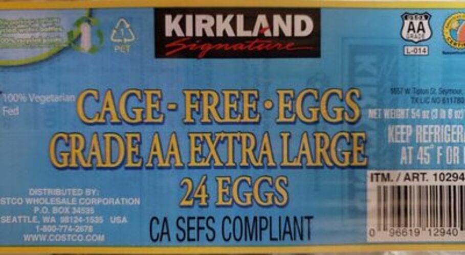 Kirkland Signature Grade AA Extra Large Eggs Cage Free 56 g