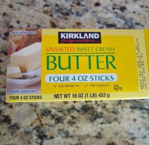 Kirkland Signature Unsalted Sweet Cream Butter - 14 G, Nutrition ...