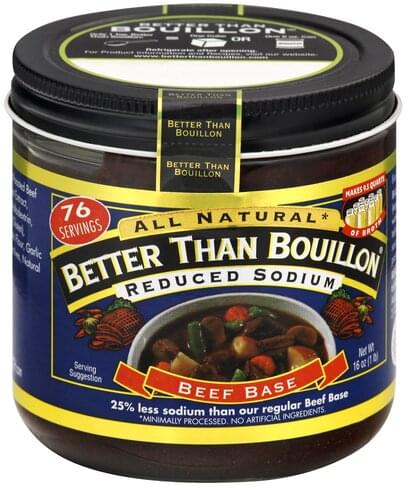 Better Than Bouillon Reduced Sodium Beef Base - 16 oz, Nutrition ...