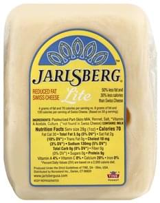 Jarlsberg Swiss, Reduced Fat, Lite Cheese - 1 ea, Nutrition Information ...