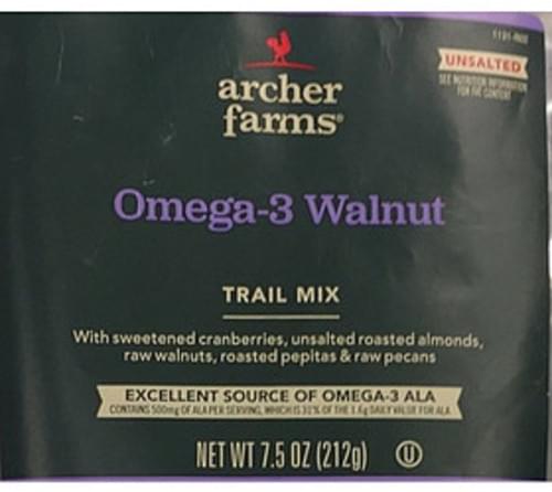 Archer Farms Unsalted Omega-3 Walnut Trail Mix - 31 g, Nutrition ...