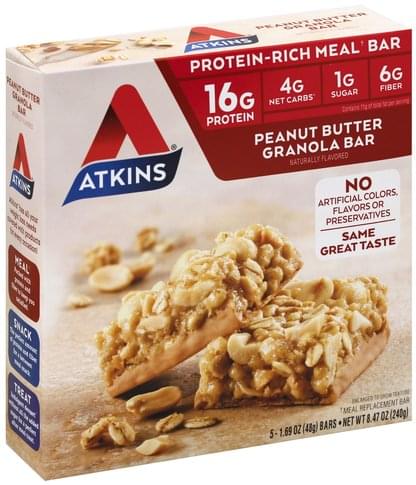 Atkins Peanut Butter Granola Bars - 5 ea, Nutrition Information | Innit