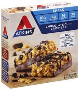 Atkins Chocolate Chip Crisp Bars - 5 ea, Nutrition Information | Innit