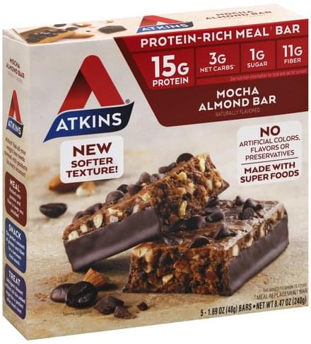 Atkins Mocha Almond Bars - 5 ea, Nutrition Information | Innit