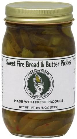 Freedom Farms Sweet Fire Bread Butter Pickles 16 Oz Nutrition Information Innit