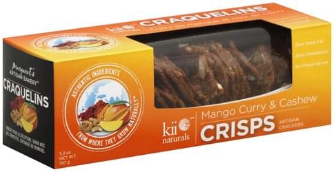 Kii Naturals Artisan Mango Curry Cashew Crisps Crackers 5 3 Oz Nutrition Information Innit