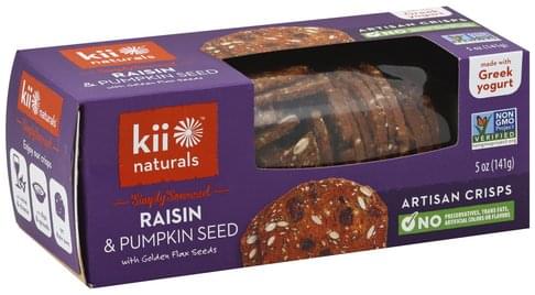 Kii Naturals Artisan Raisin Pumpkin Seed With Golden Flax Seeds Crisps 5 Oz Nutrition Information Innit