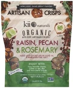 Kii Naturals Artisan Organic Raisin Pecan Rosemary Bite Size Crisps 5 3 Oz Nutrition Information Innit