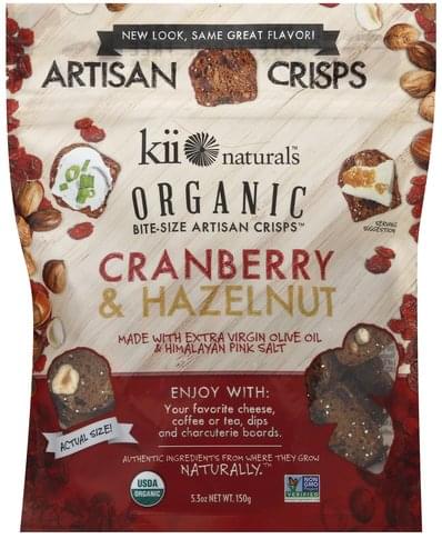 Kii Naturals Artisan Organic Cranberry Hazelnut Bite Size Crisps 5 3 Oz Nutrition Information Innit