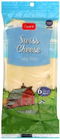 Giant Swiss, Long Slices Cheese - 8 oz, Nutrition Information | Innit