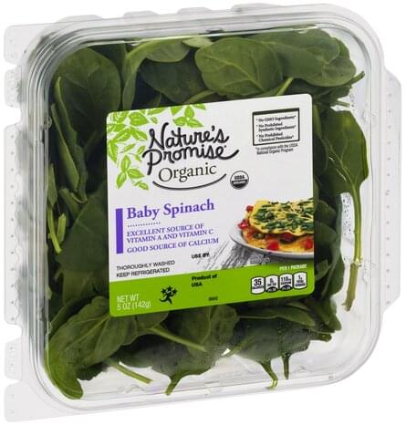 Nature S Promise Organic Baby Spinach Oz Nutrition Information Innit