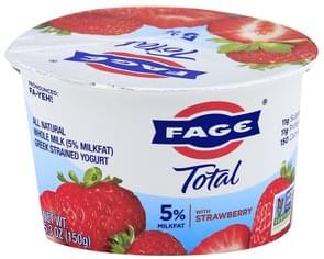 Fage Greek, Whole Milk, Strained, with Strawberry Yogurt - 5.3 oz ...