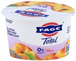 Fage Greek, Nonfat, with Peach, Strained Yogurt - 5.3 oz, Nutrition ...