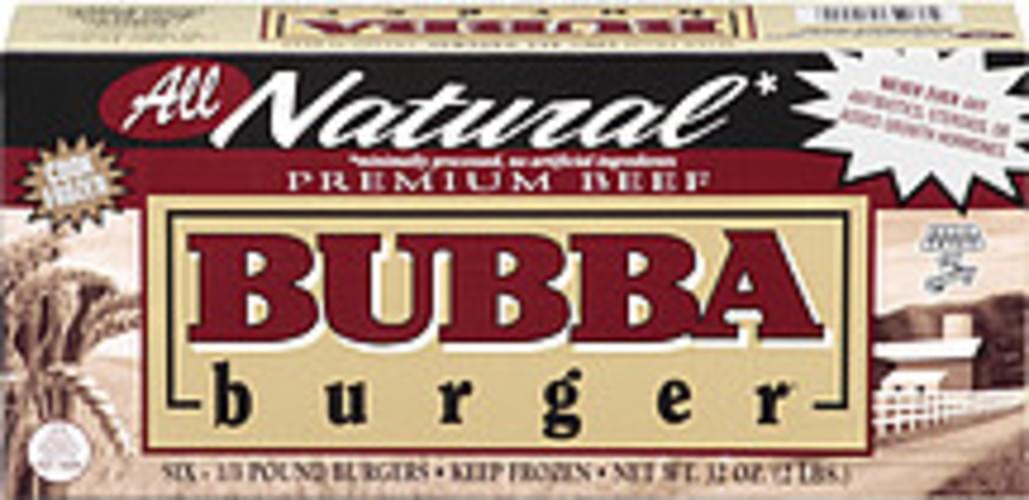 Bubba Burger All Natural Premium Beef 1/3 Lb. Burgers - 6, Nutrition ...