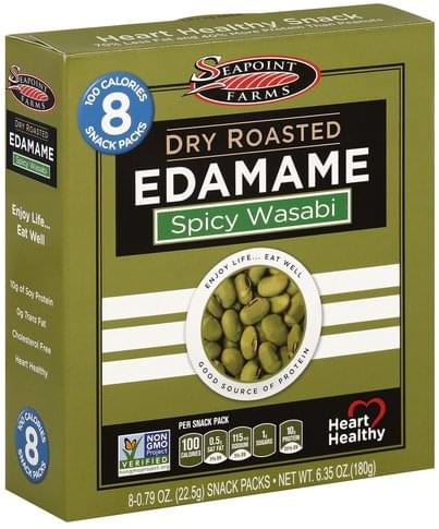 Seapoint Farms Dry Roasted, Spicy Wasabi, Snack Packs Edamame - 8 Ea 