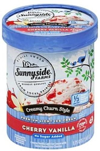 Sunnyside Farms Premium Light Creamy Churn Style Cherry Vanilla Ice Cream 175 Qt Nutrition 0494