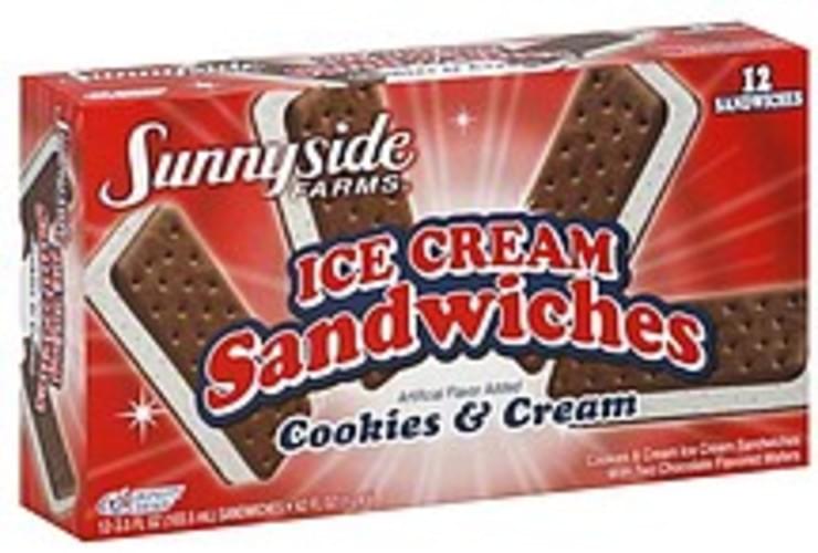 Sunnyside Farms Cookies And Cream Ice Cream Sandwiches 12 Ea Nutrition Information Innit