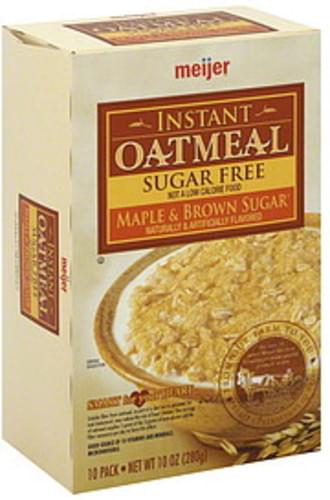 Meijer Sugar Free, Maple & Brown Sugar Instant Oatmeal - 10 ea