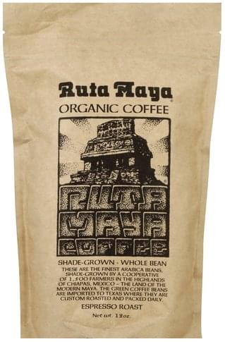 Ruta Maya Organic, Whole Bean, Espresso Roast Coffee - 12 oz, Nutrition ...