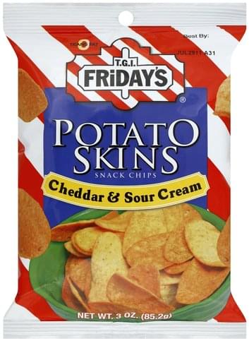 TGI Fridays Potato Skins, Cheddar & Sour Cream Snack Chips - 3 oz ...