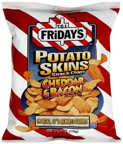 TGI Fridays Cheddar & Bacon Potato Skins Snack Chips - 6 oz, Nutrition ...