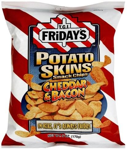 TGI Fridays Cheddar & Bacon Potato Skins Snack Chips - 6 oz, Nutrition ...