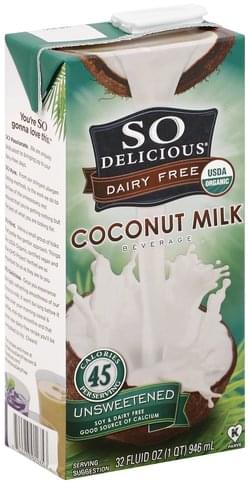 So Delicious Unsweetened Coconut Milk Beverage - 32 Oz, Nutrition 